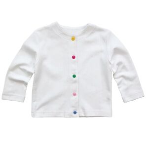 Florence Eiseman White Knit Cardigan With Multi Buttons